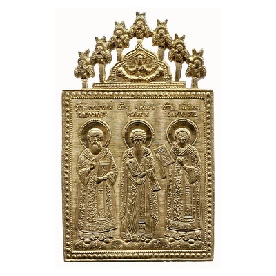 Икона большая "Три святителя Григорий Богослов, Василий Великий и Иоанн Златоуст"