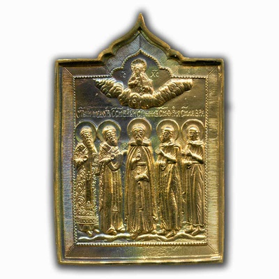 Икона большая "Избранные святые: Нил, Власий, Медост, Флор и Лавр"