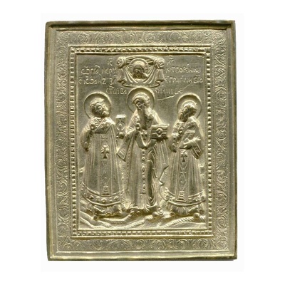Икона большая "Три святителя - Григорий Богослов, Василий Великий и Иоанн Златоуст"