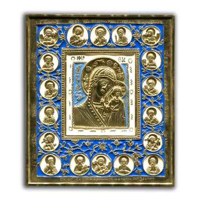 Икона большая "Богородица Казанская с Деисусом и избранными святыми"