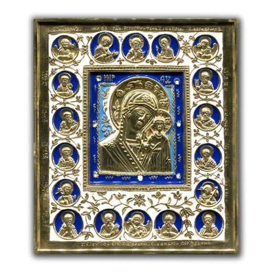 Икона большая "Богородица Казанская с Деисусом и избранными святыми"
